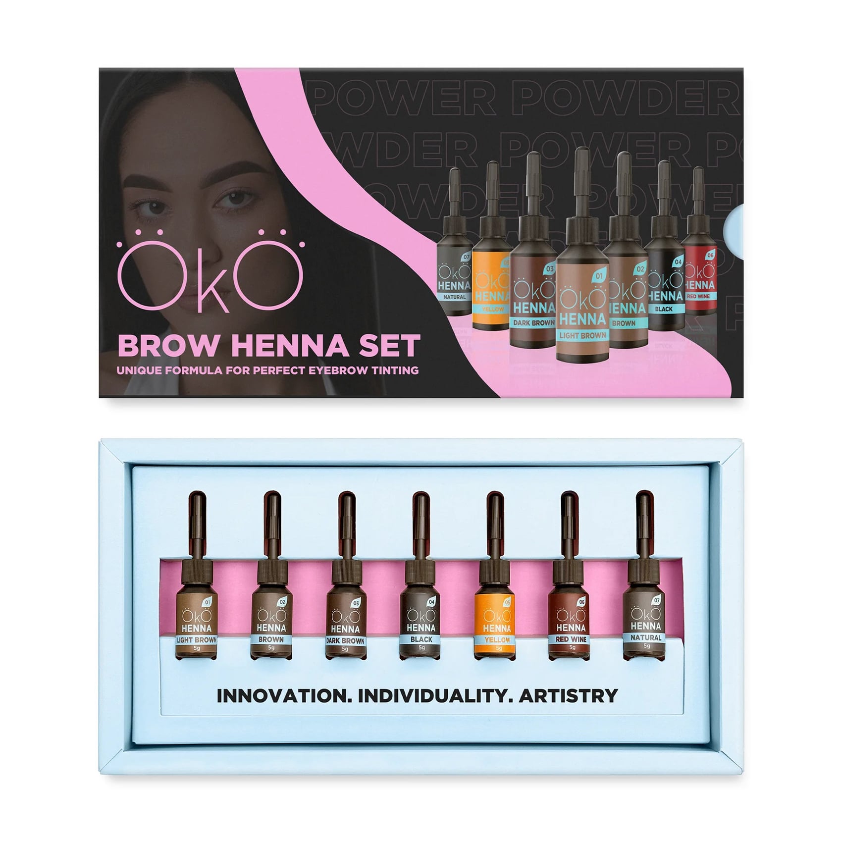 Набір хни для брів OkO Lash &amp; Brow Power Powder, 7*5 г